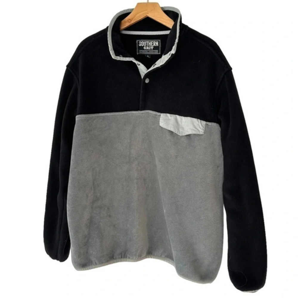 Southern Grit L black & gray fleece pull‎ over sweatshirt